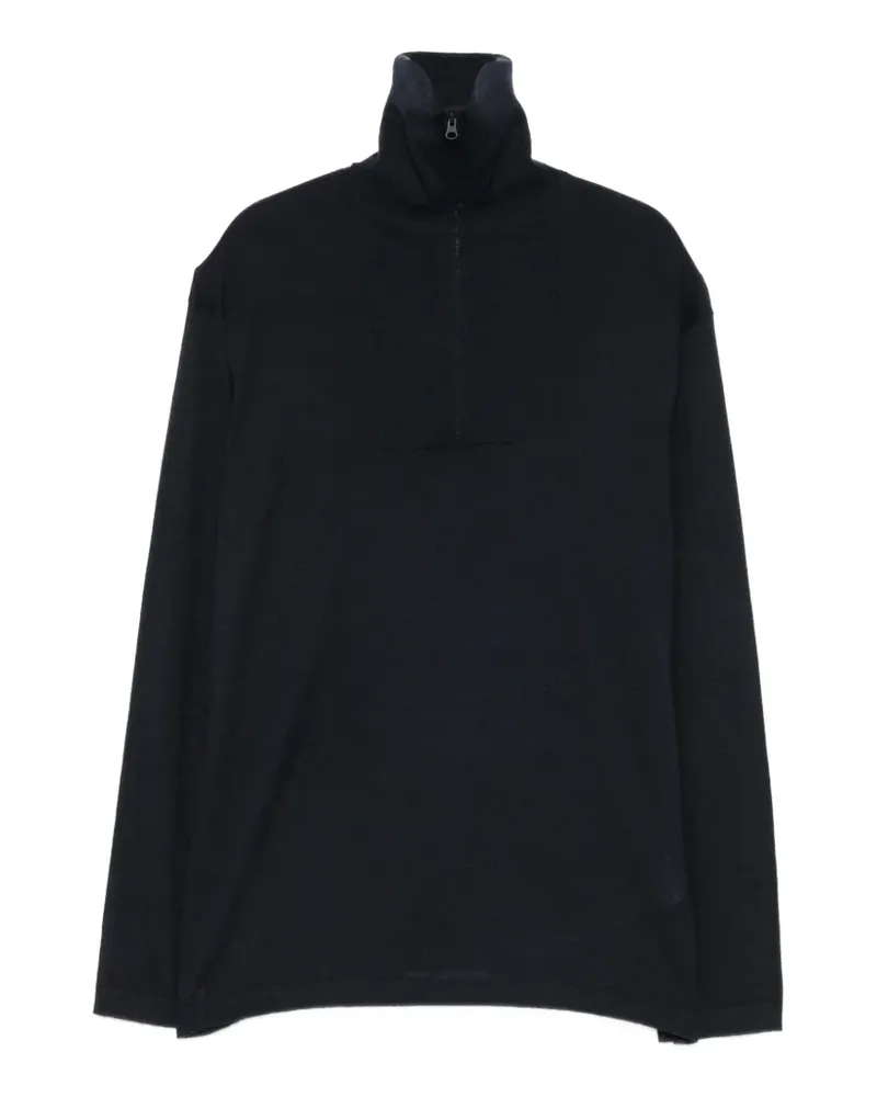 Lisa Yang Langärmeliger Pullover mit Viertelreißverschluss - Blau Blau