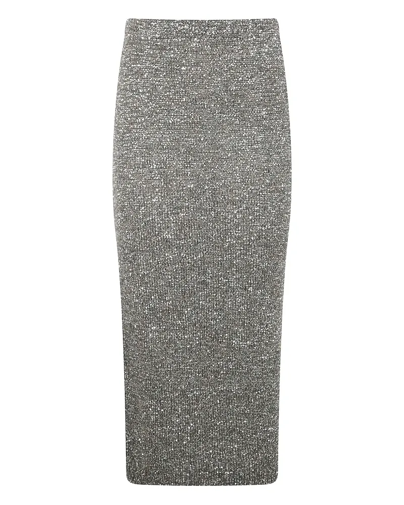 D.EXTERIOR Gestrickter Midirock mit Pailletten - Grau Grau