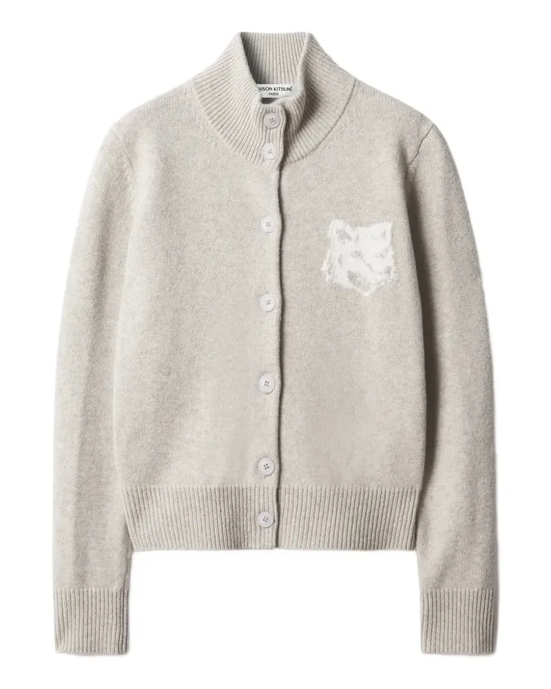 Kitsuné Cardigan mit Stehkragen - Grau Grau