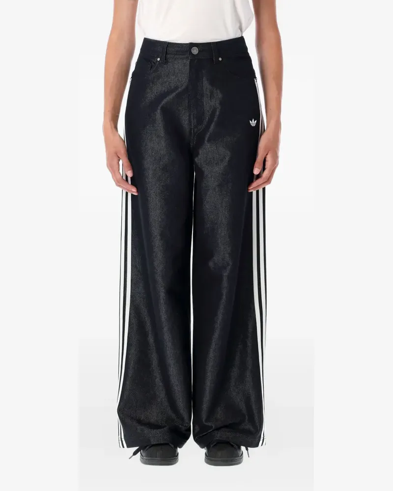 adidas Jeans im Metallic-Look mit 3 Streifen - Schwarz Schwarz