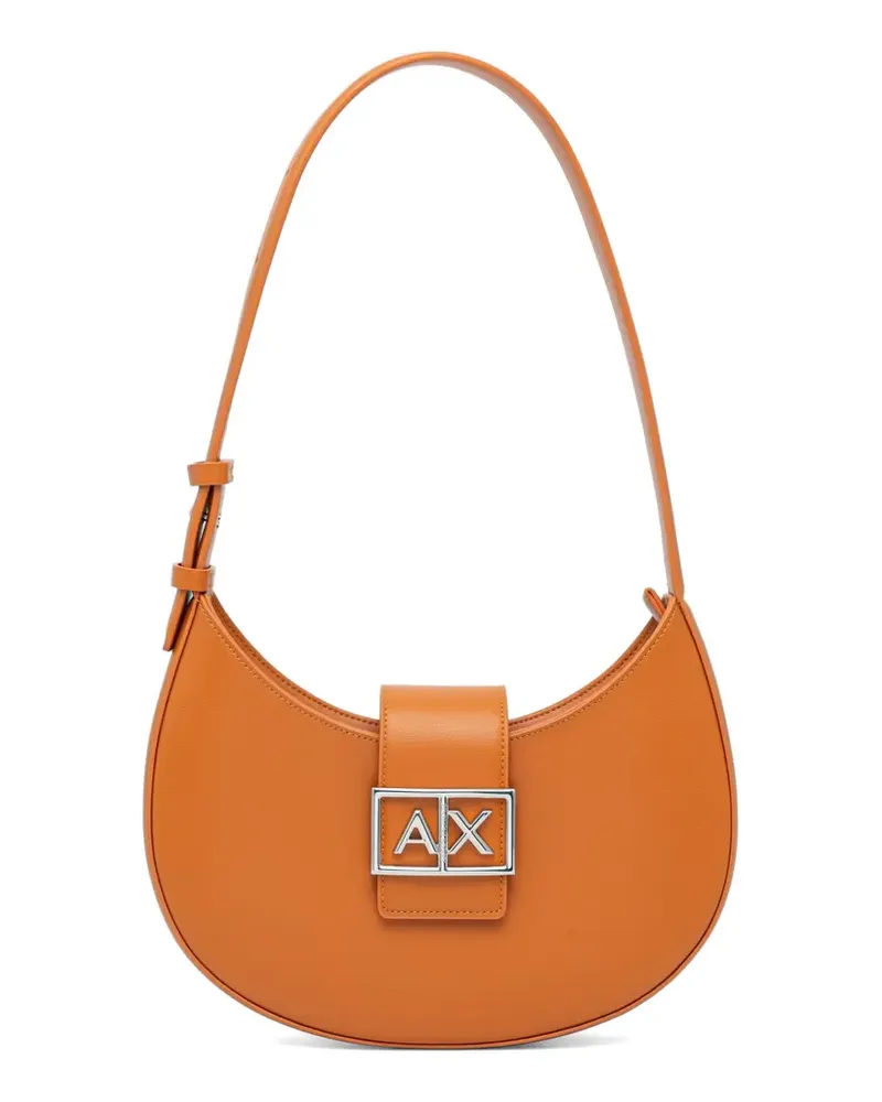 Armani Exchange logo-plaque curved tote bag - Orange Orange