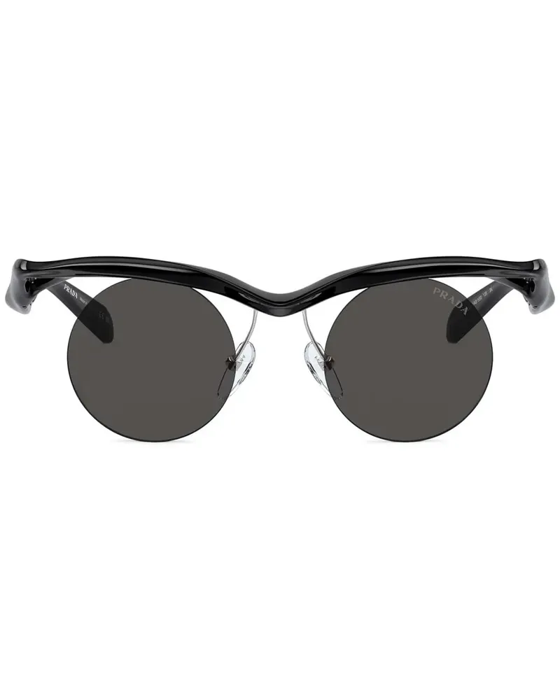 Prada Sonnenbrille mit rundem Gestell - Schwarz Schwarz