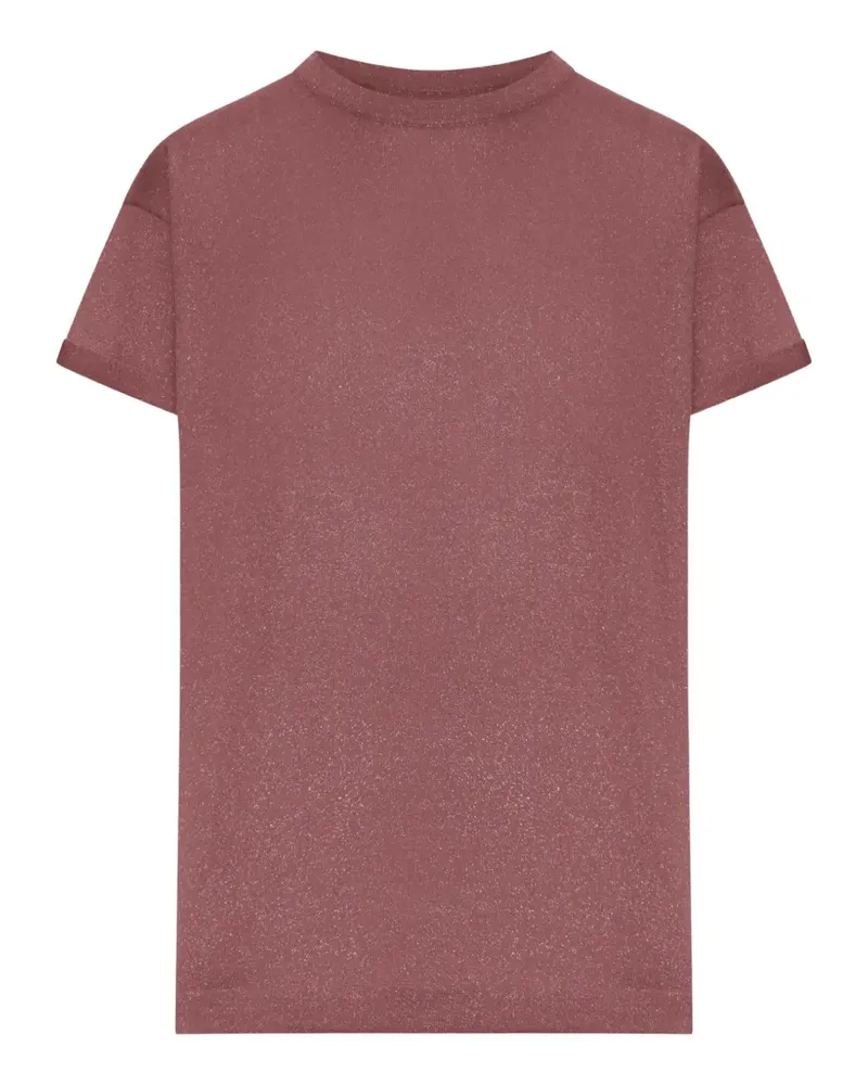 Brunello Cucinelli Gestricktes Lurex-T-Shirt mit tiefen Schultern - Rosa Rosa