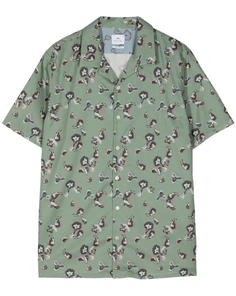 Paul Smith Hemd aus Bio-Baumwolle mit Print - Grün Grün