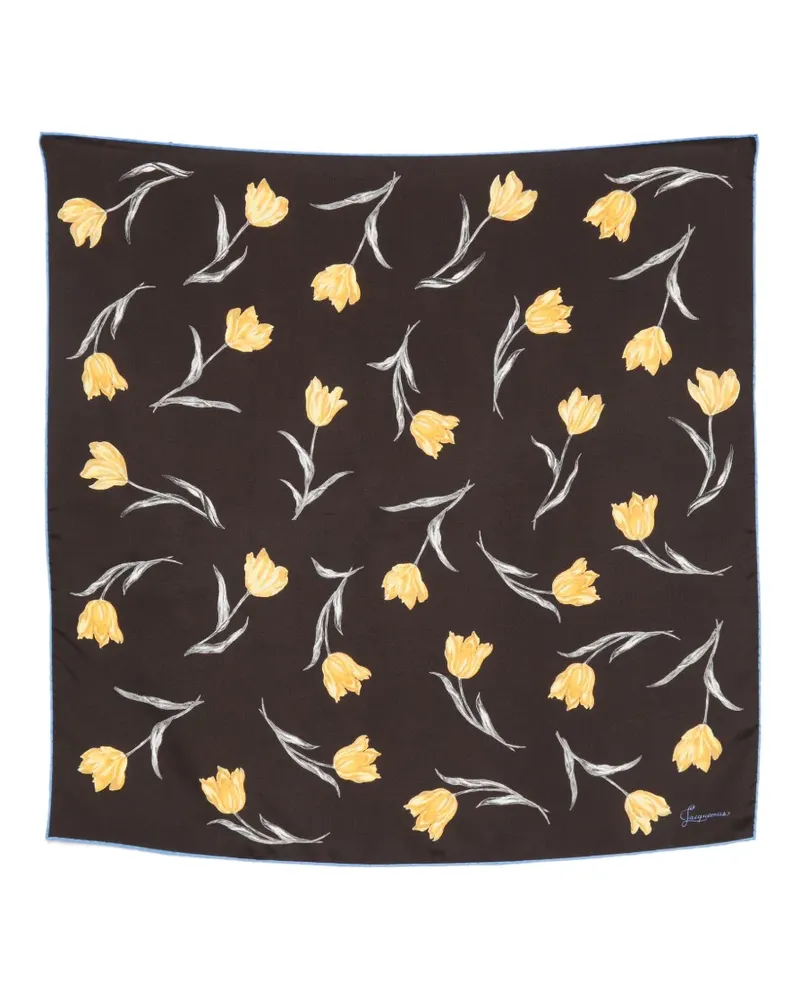 Jacquemus Eckiger Schal mit Tulpen-Print - Schwarz Schwarz
