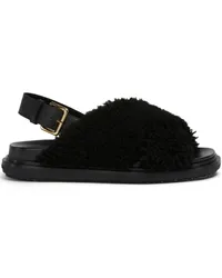 Marni Fußbett Shearling-Sandalen Schwarz