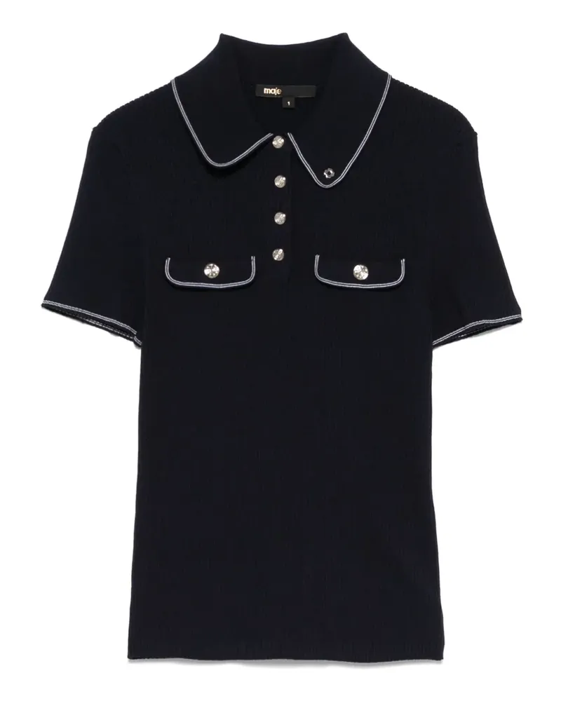 Maje Poloshirt mit Kontrastdetails - Blau Blau