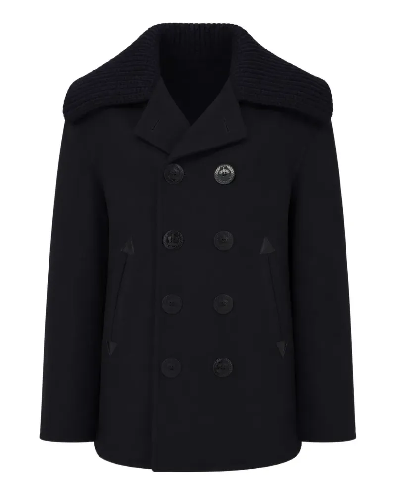 Dsquared2 ribbed-knit collar double-breasted coat - Blau Blau