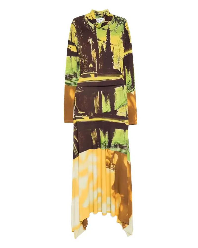 Monse Midikleid mit Zipfelsaum-Print - Braun Braun