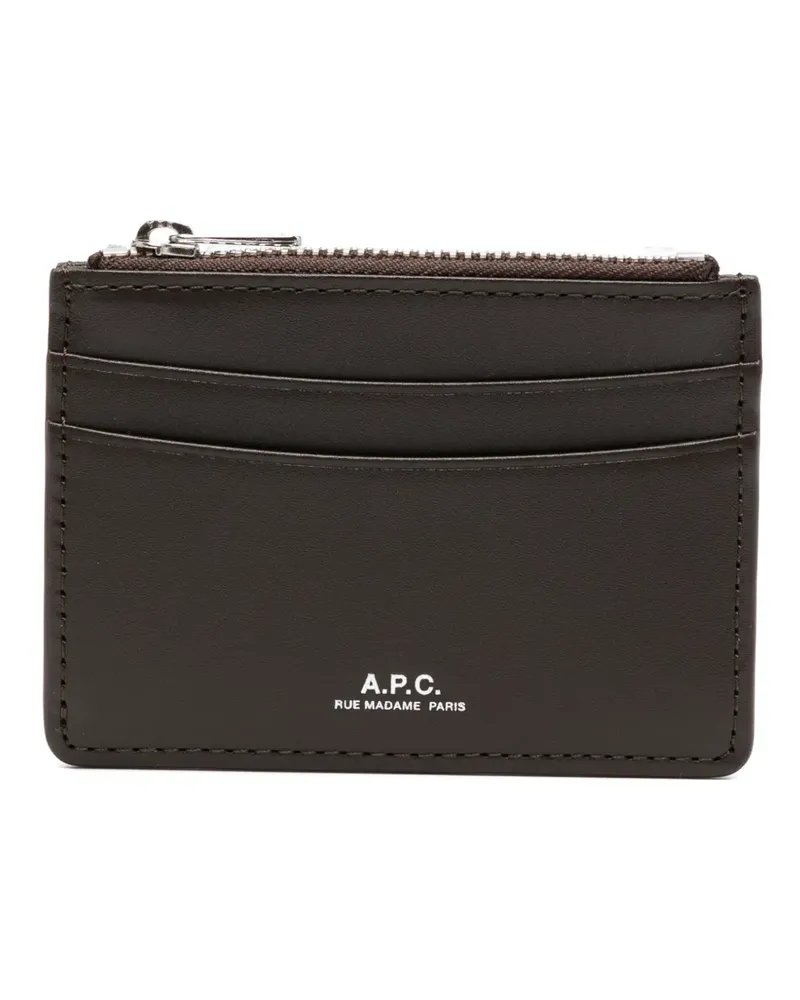 A.P.C. logo-print leather wallet - Braun Braun