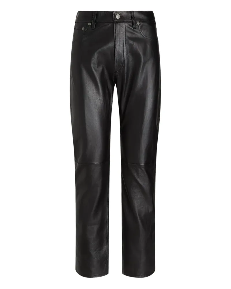 Ralph Lauren Lederhose mit geradem Bein - Schwarz Schwarz