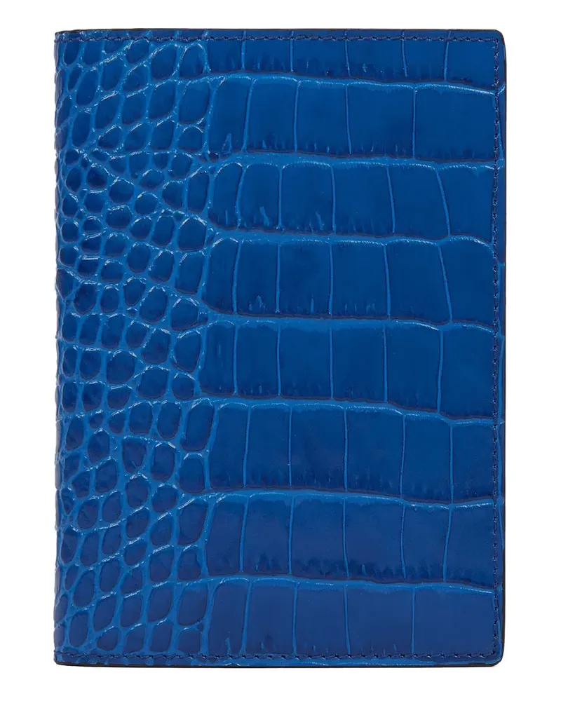 Smythson Reisepassetui mit Kroko-Effekt - Blau Blau