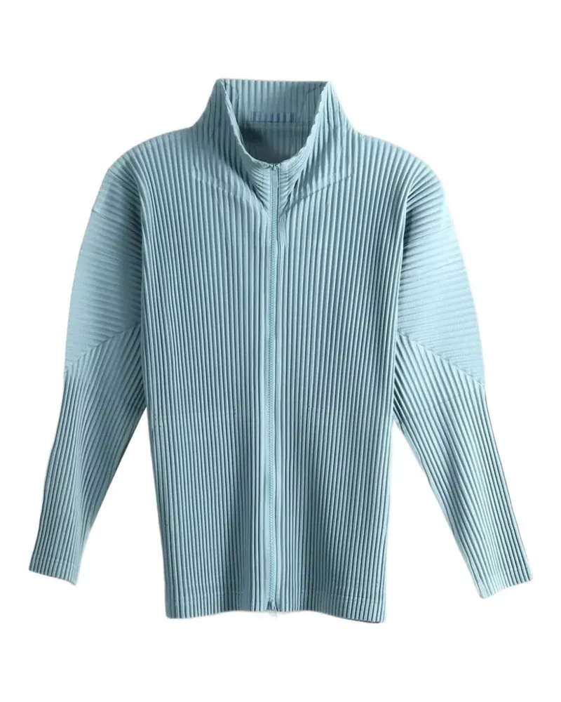 Issey Miyake pleated zip-up jacket - Blau Blau