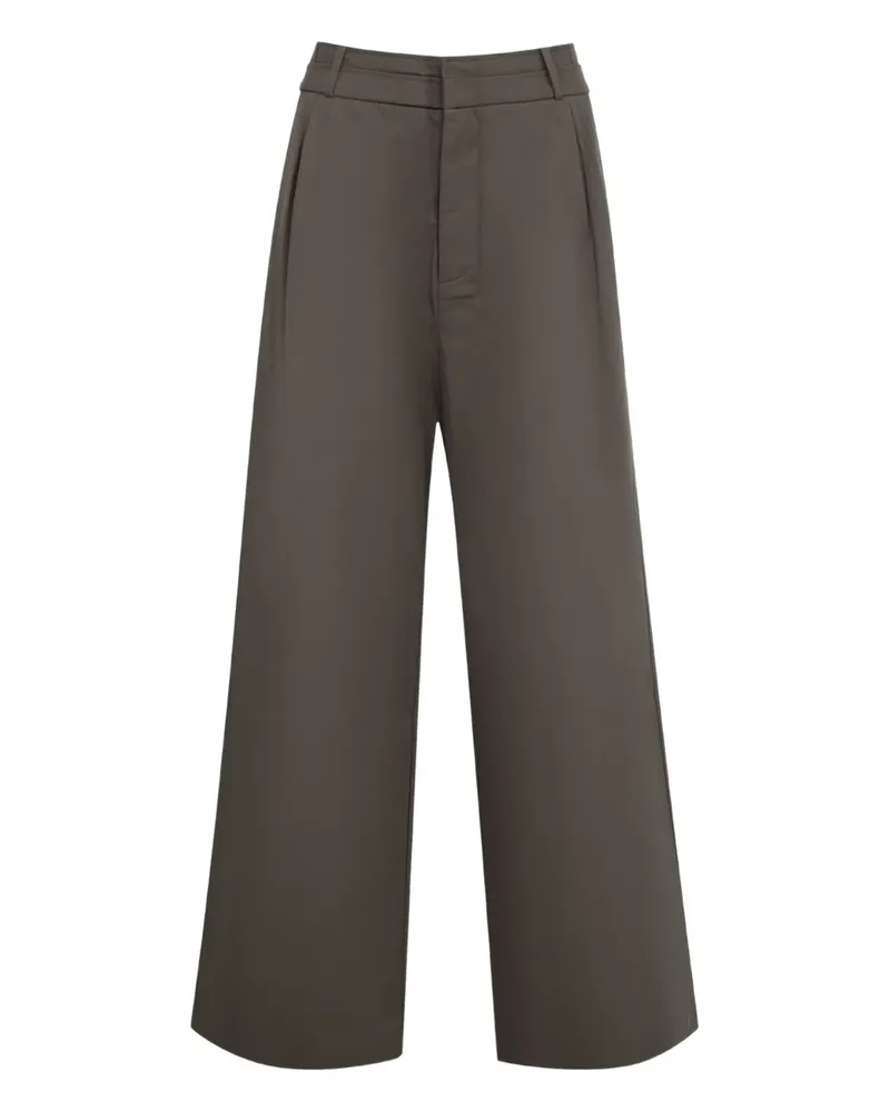 Deiji Studios Wide-Leg-Hose mit Bundfalten - Braun Braun