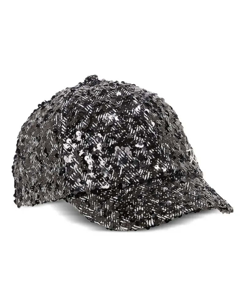 Karl Lagerfeld Pailletten-Baseballkappe mit Fischgrätenmuster - Grau Grau
