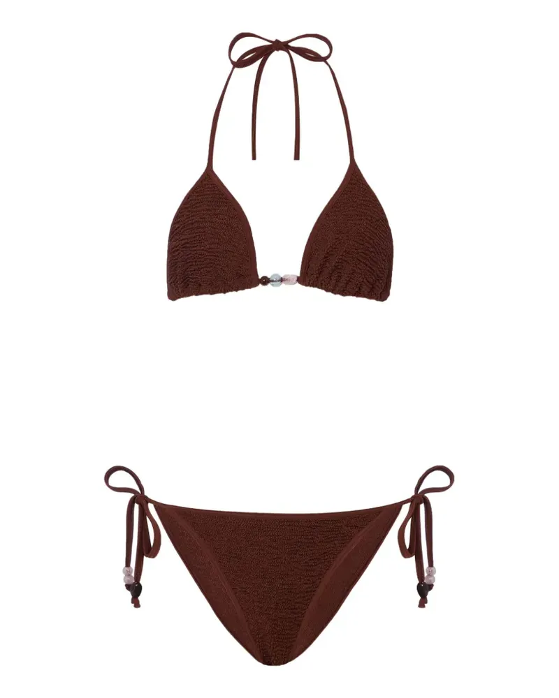 Hunza G Gina Bikini mit Perlen - Braun Braun