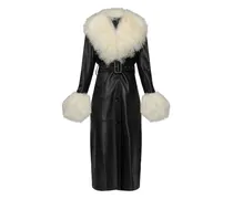 Monica Mantel mit Pelzbesatz - Schwarz