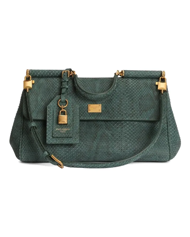 Dolce & Gabbana Mittelgroße My Sicily Handtasche aus Pythonleder - Grün Grün