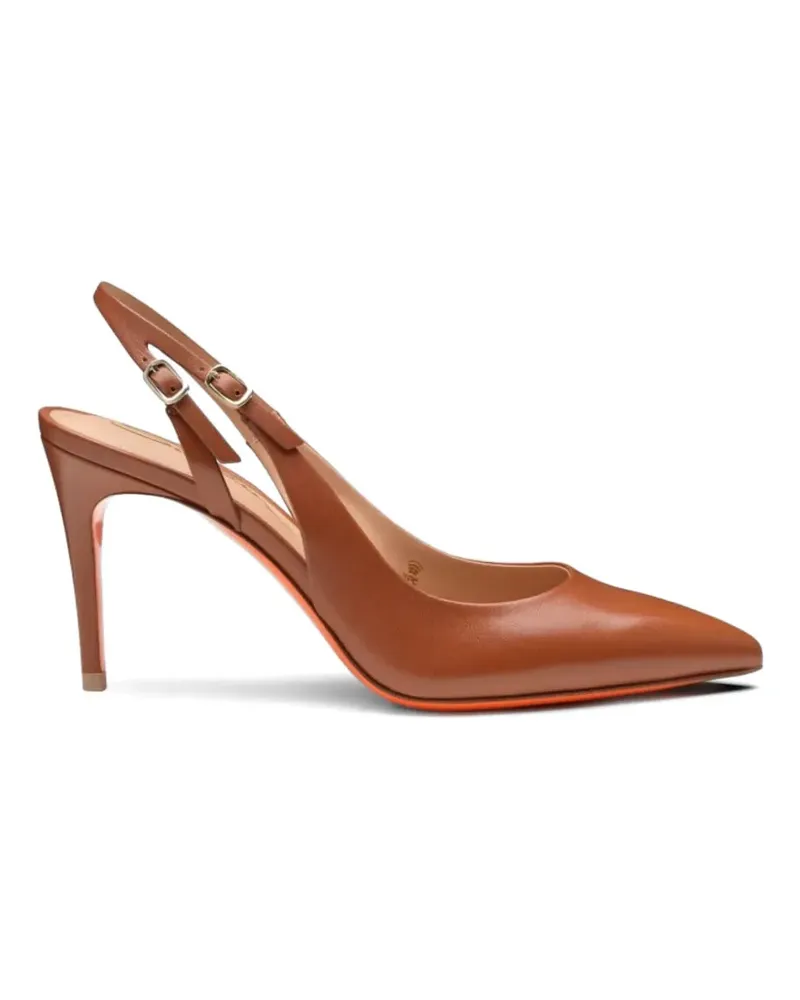 Santoni pointed-toe slingback leather heeled pumps - Braun Braun