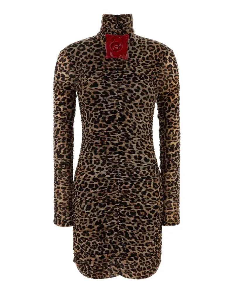 Blumarine leopard-print ruched mini dress - Braun Braun