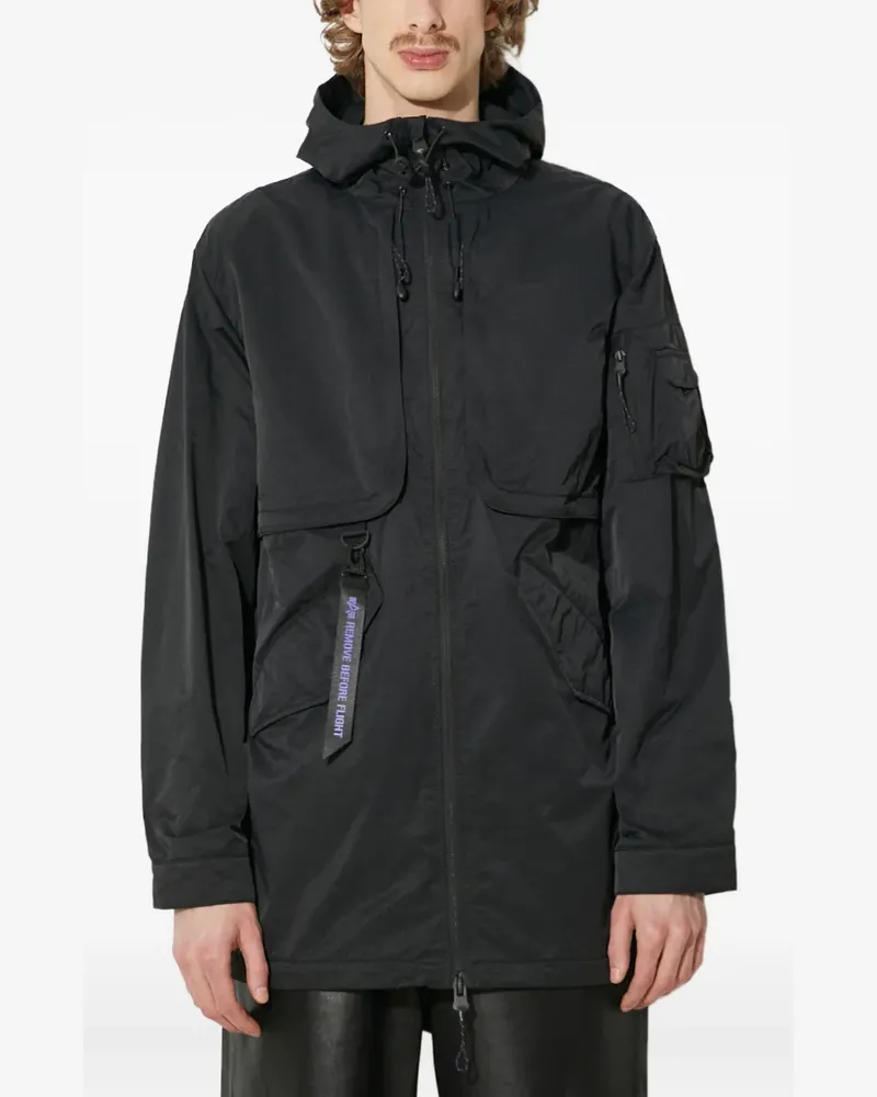 Alpha Industries Kapuzenjacke mit Taschen - Schwarz Schwarz