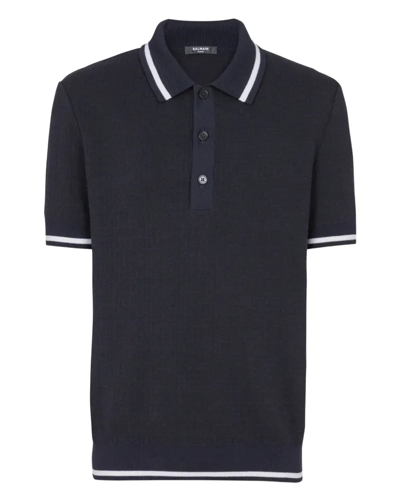 Balmain Poloshirt mit Monogrammmuster - Blau Blau