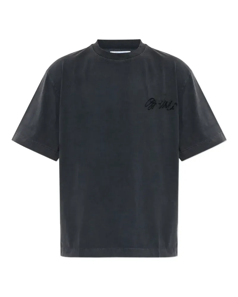 OFF-WHITE logo-embroidered T-shirt - Schwarz Schwarz