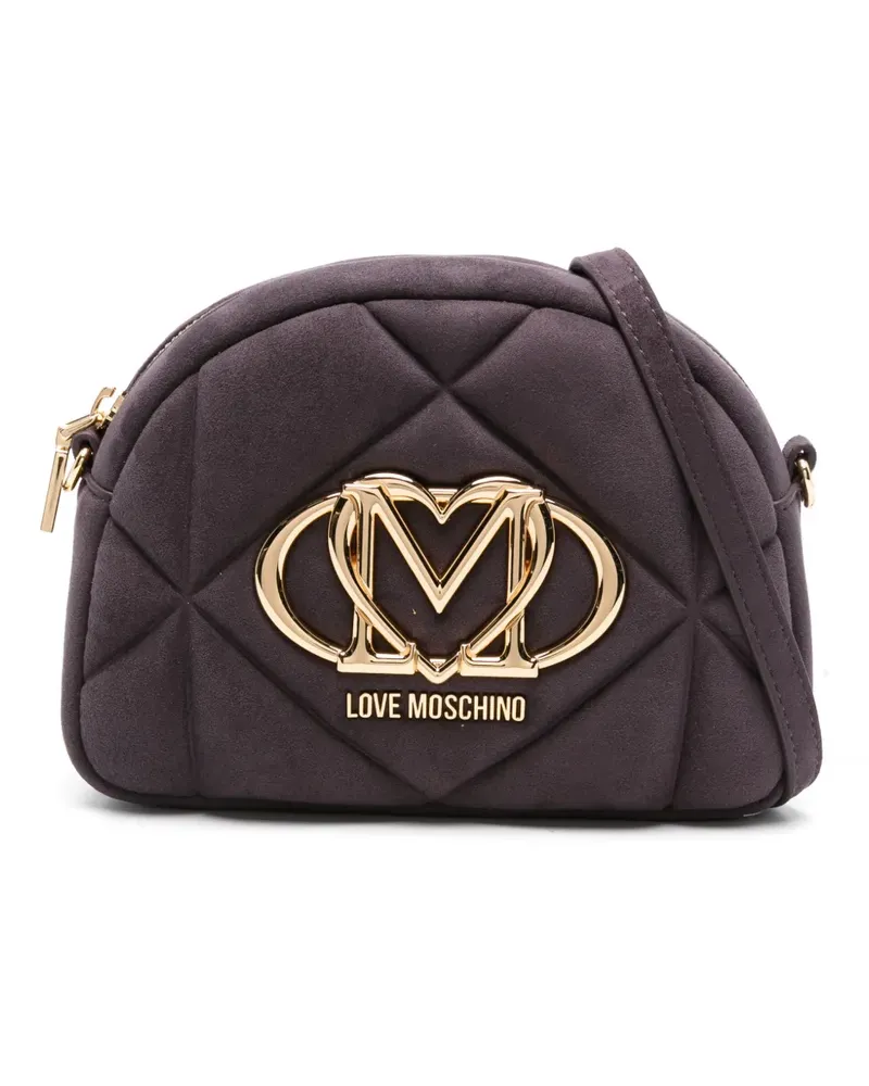 Moschino Gesteppte Umhängetasche mit Logo-Schild - Violett Violett