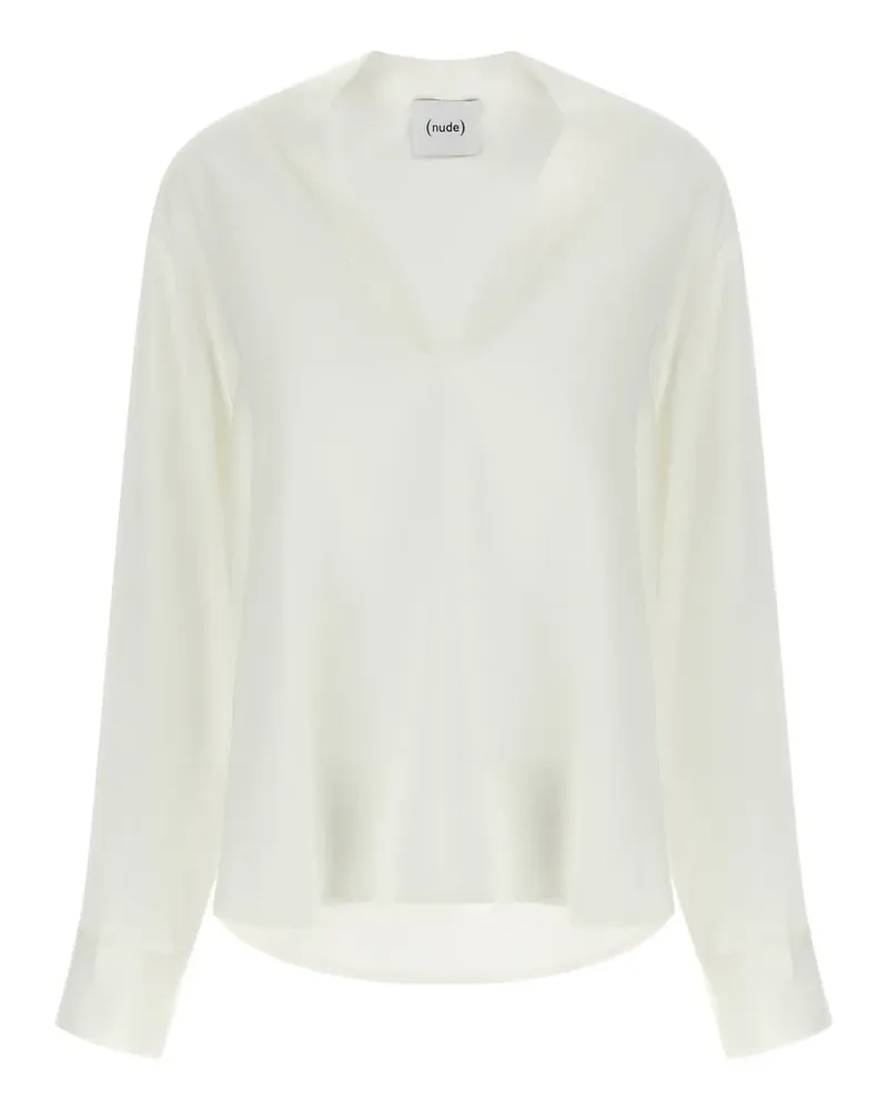 NUDE Asymmetrische Bluse mit V-Ausschnitt - Weiß Weiß