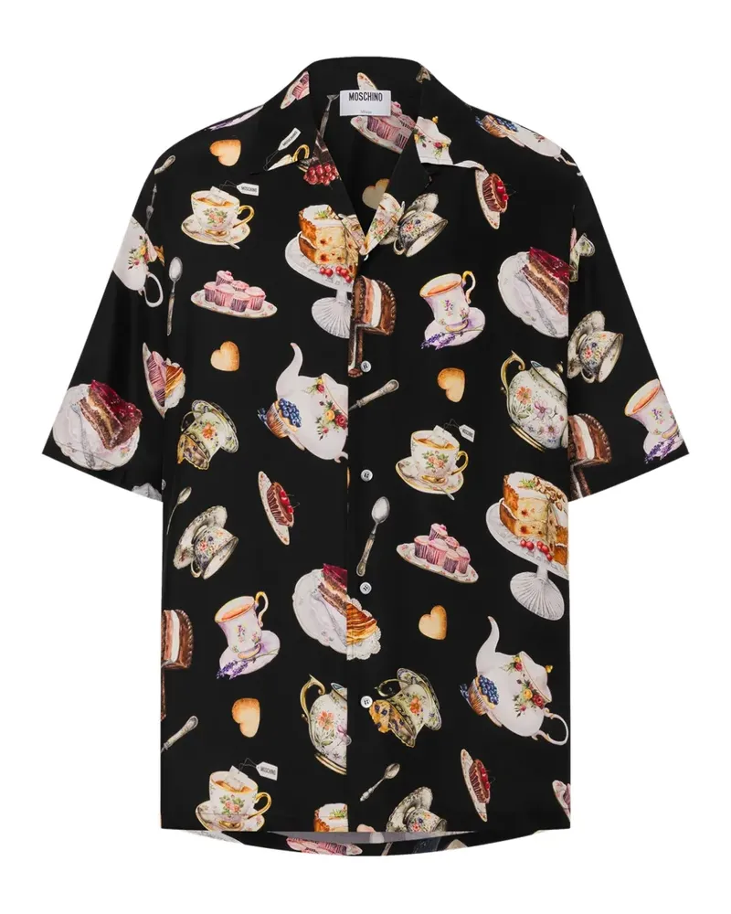 Moschino Seidenhemd mit Print - Schwarz Schwarz