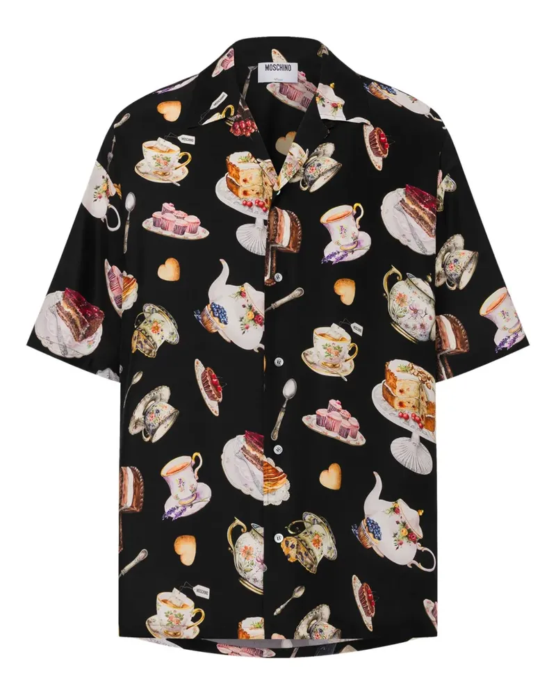 Moschino Seidenhemd mit Print - Schwarz Schwarz