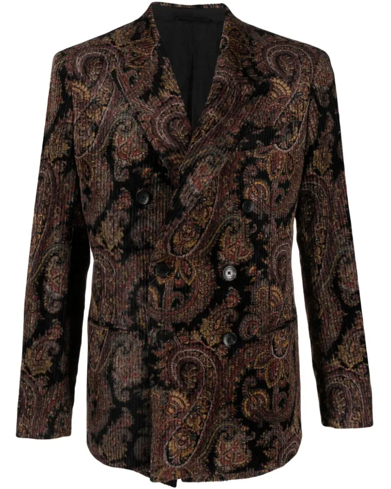 Etro Cordsakko mit Paisleymuster - Schwarz Schwarz