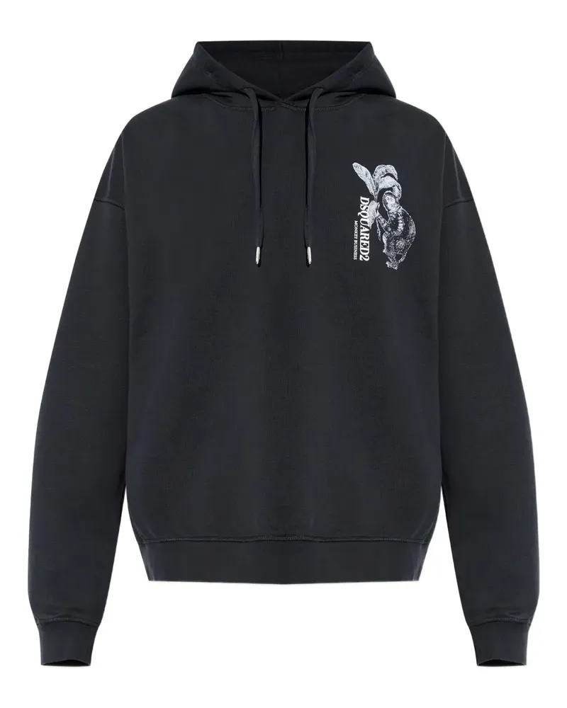 Dsquared2 Hoodie mit grafischem Print - Schwarz Schwarz
