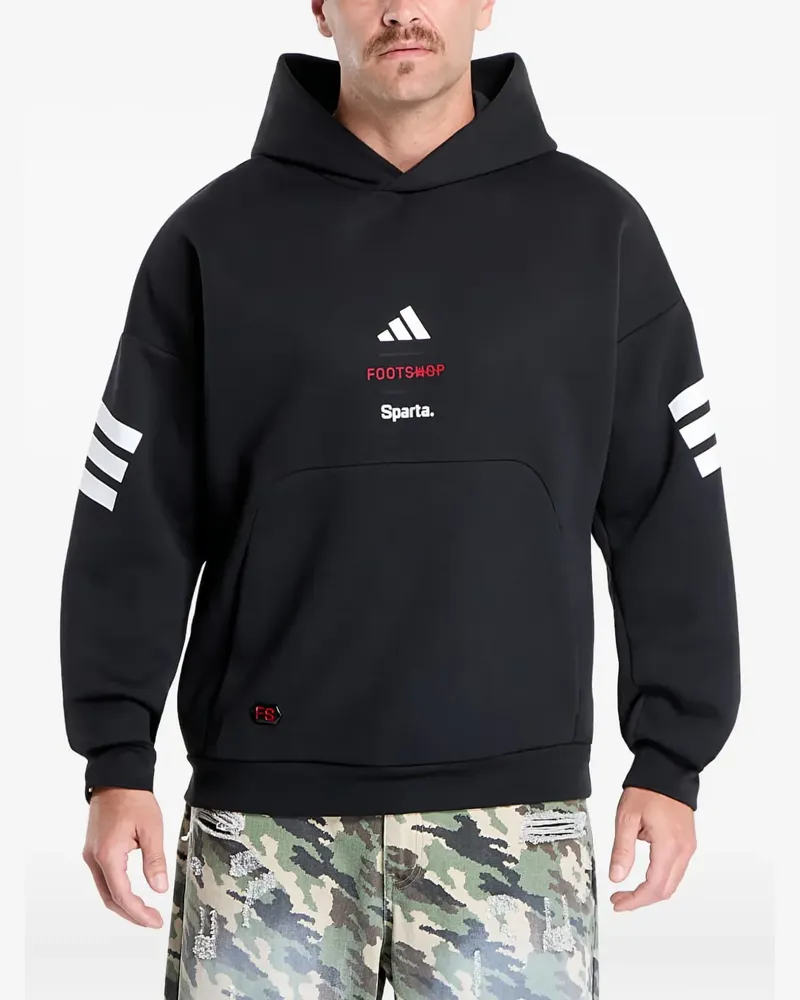 adidas x Footshop x Sparta Hoodie mit Streifen - Schwarz Schwarz
