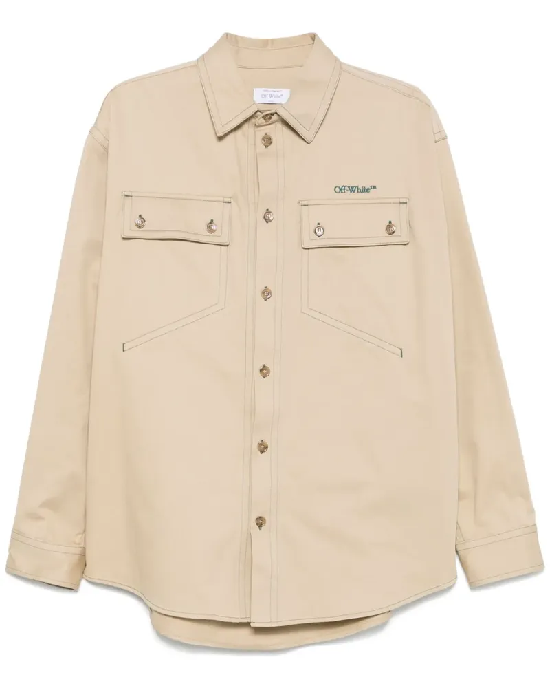 OFF-WHITE Stitch Cotgab Hemd - 6157 CREME BRULEE - DARK STORM 6157