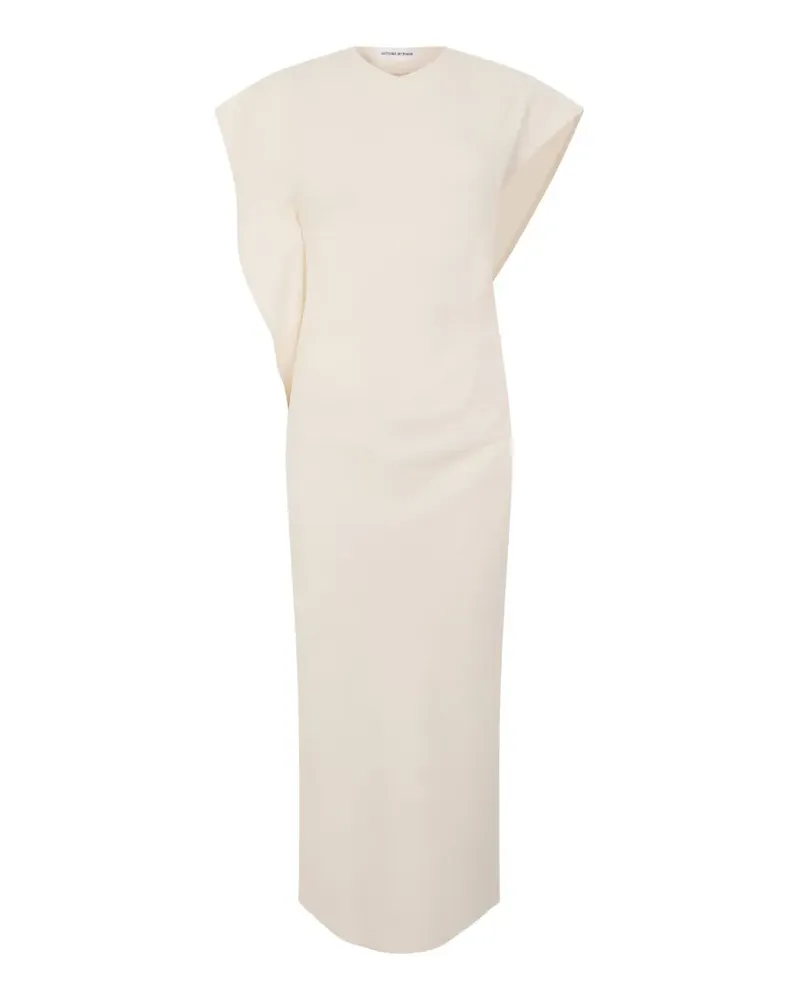 Victoria Beckham Victoria draped asymmetric-sleeve midi dress - Nude Nude