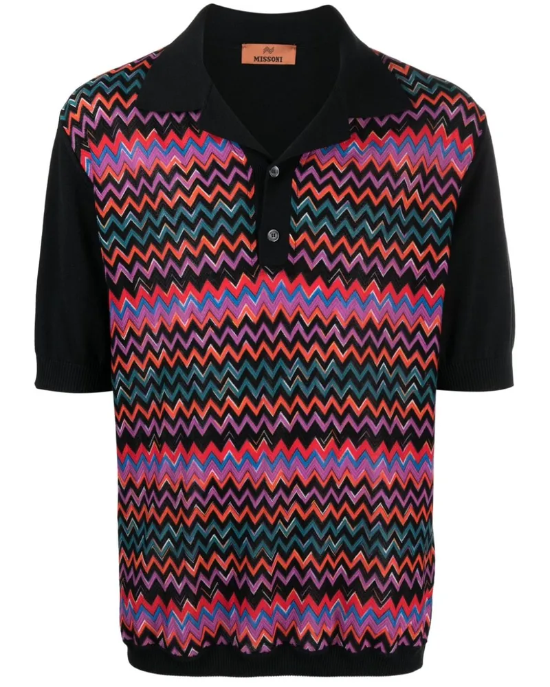 Missoni Poloshirt mit Zickzackmuster Schwarz