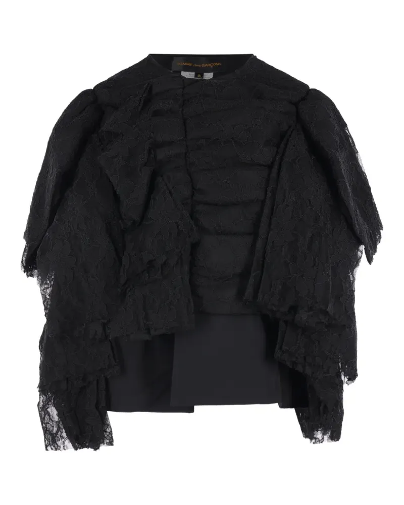 Comme des Garçons Gerüschte Jacke mit Spitzen-Overlay - Schwarz Schwarz