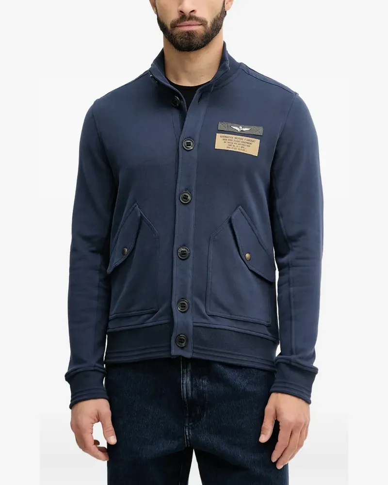 Aeronautica Militare button-up logo-patch sweatshirt - Blau Blau