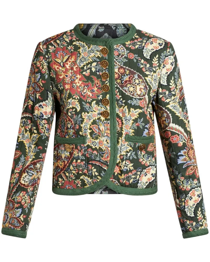 Etro Plissierte Cropped-Jacke - Grün Grün