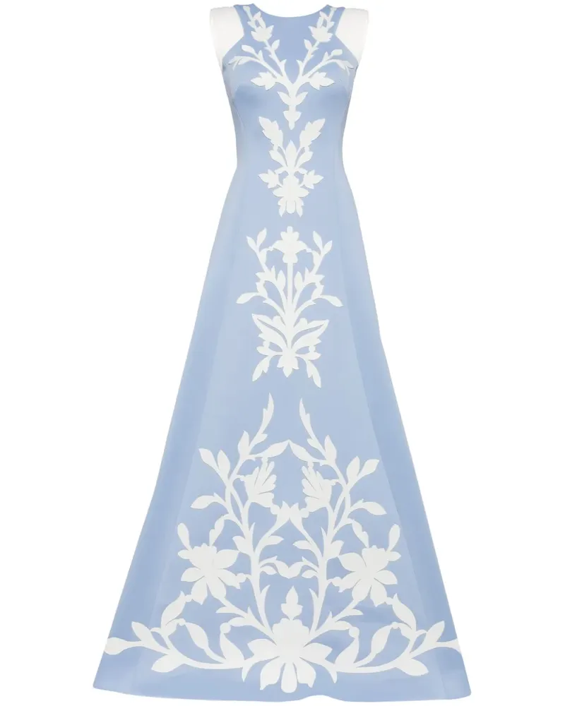 Saiid Kobeisy Neopren-Abendkleid mit Blumenstickerei - Blau Blau