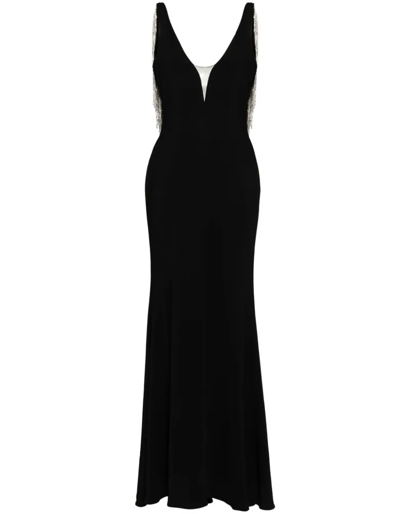 Amen Abendkleid mit tiefem V-Ausschnitt - Schwarz Schwarz