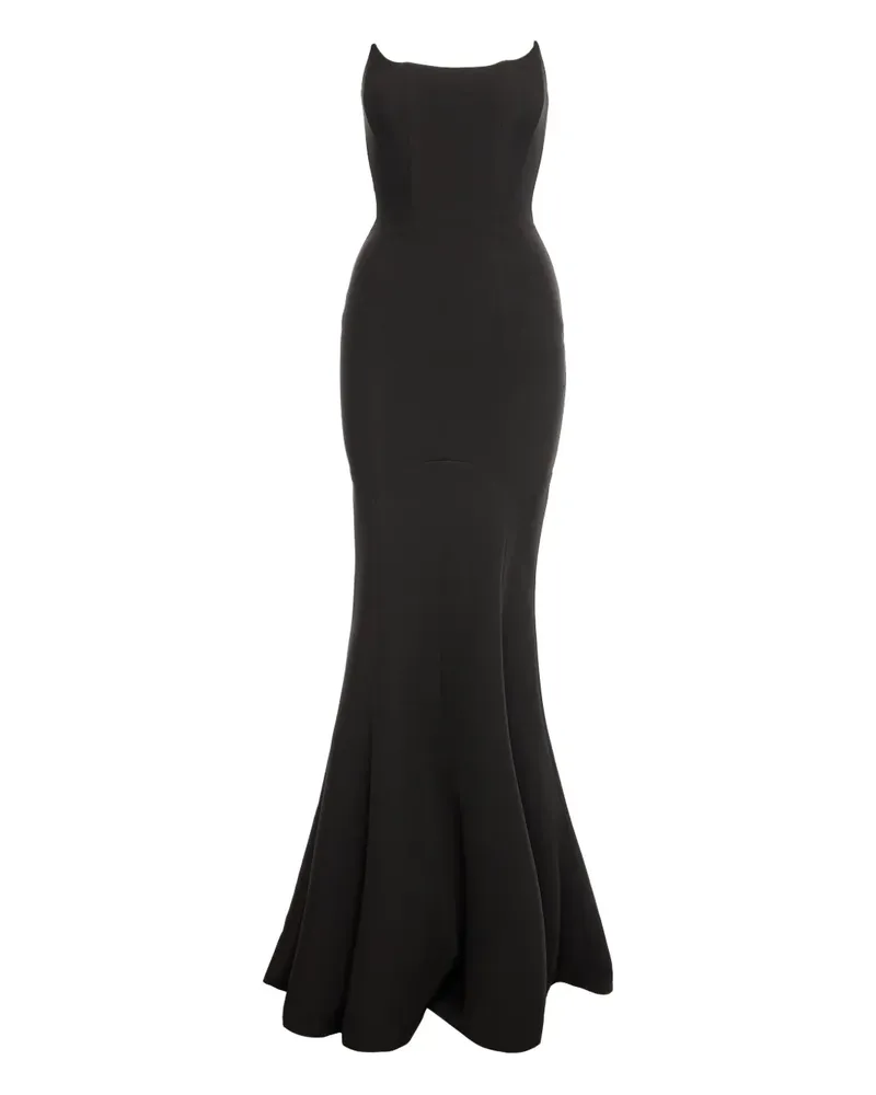 V:PM ATELIER Schulterfreies Eden Fishtail-Maxikleid - Schwarz Schwarz