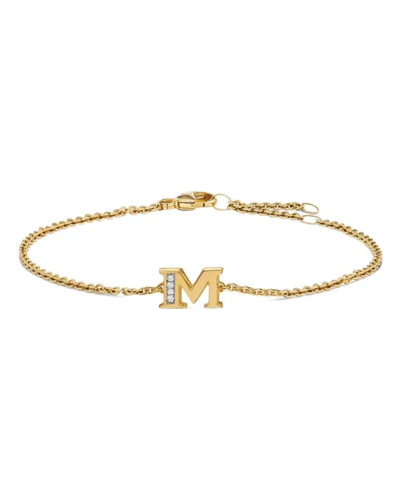 David Yurman 18kt Petite Pavé Initial Gelbgoldarmband mit Diamant Gold