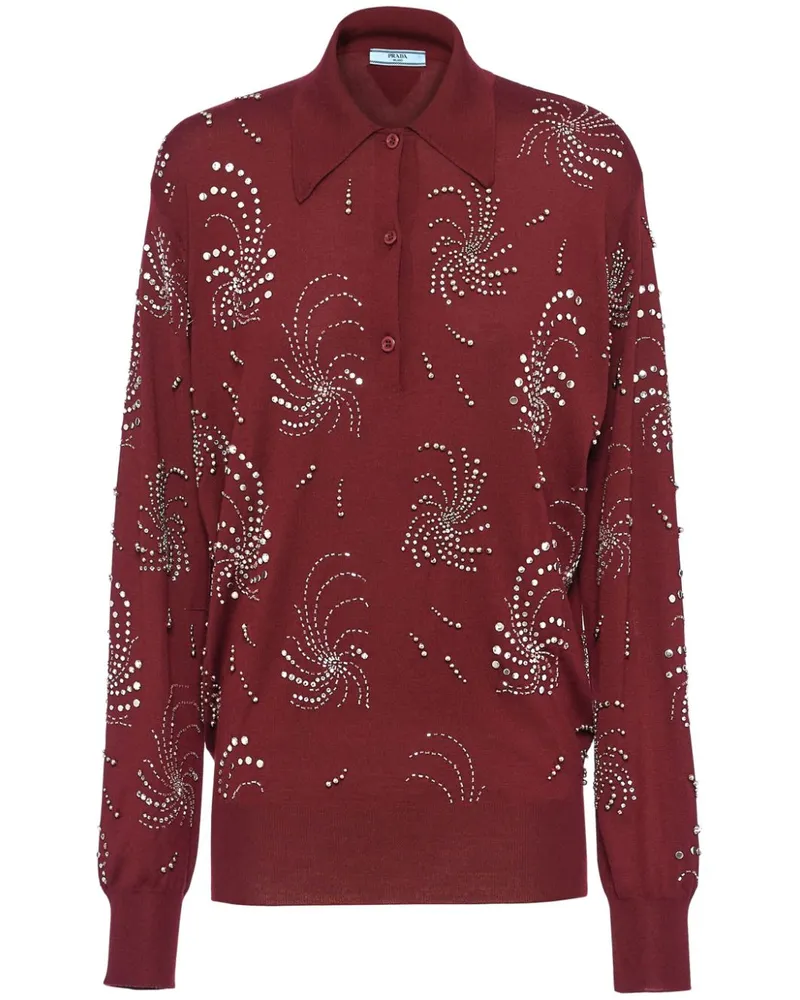 Prada Poloshirt mit Kristallen - Rot Rot