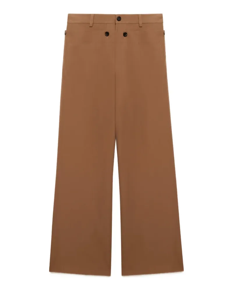 Marni Braune Hose aus technischer Wolle Braun