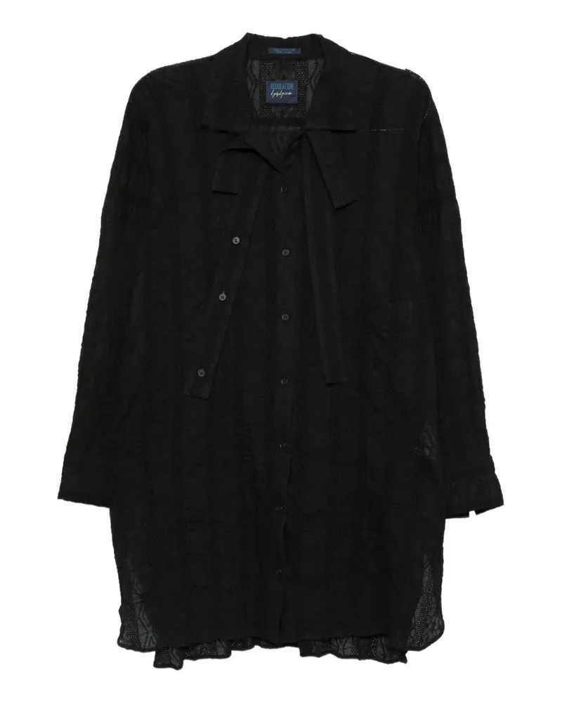 Yohji Yamamoto Hemd mit Logo-Stickerei - Schwarz Schwarz