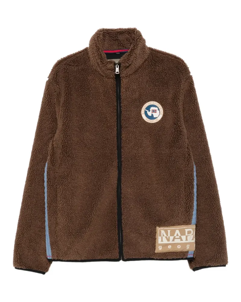 Napapijri Fleecejacke mit Logo-Patch - Braun Braun