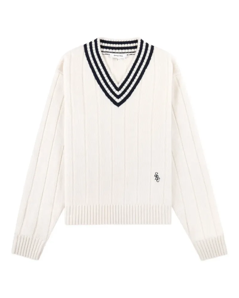 SPORTY & RICH V-neck striped jumper - Nude Nude