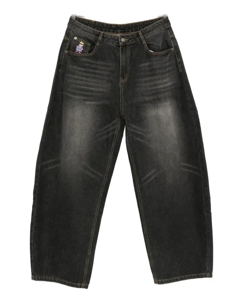 KidSuper graphic-print wide-leg jeans - Schwarz Schwarz